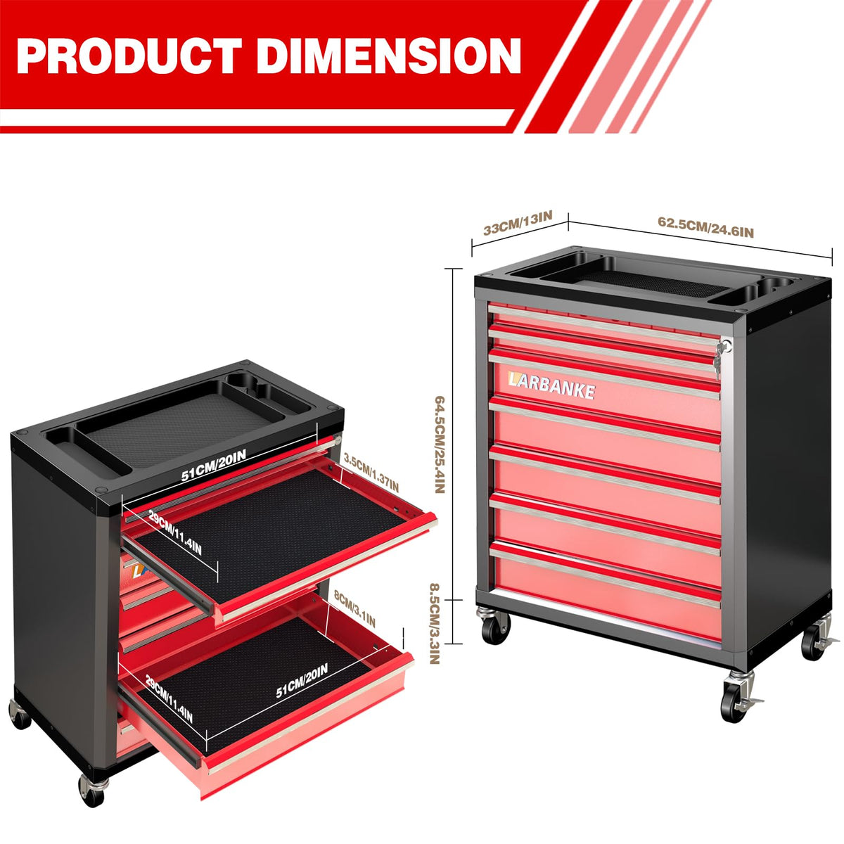 7-Drawer Rolling Tool Chest with Wheels&Lock,Special Link Buckle