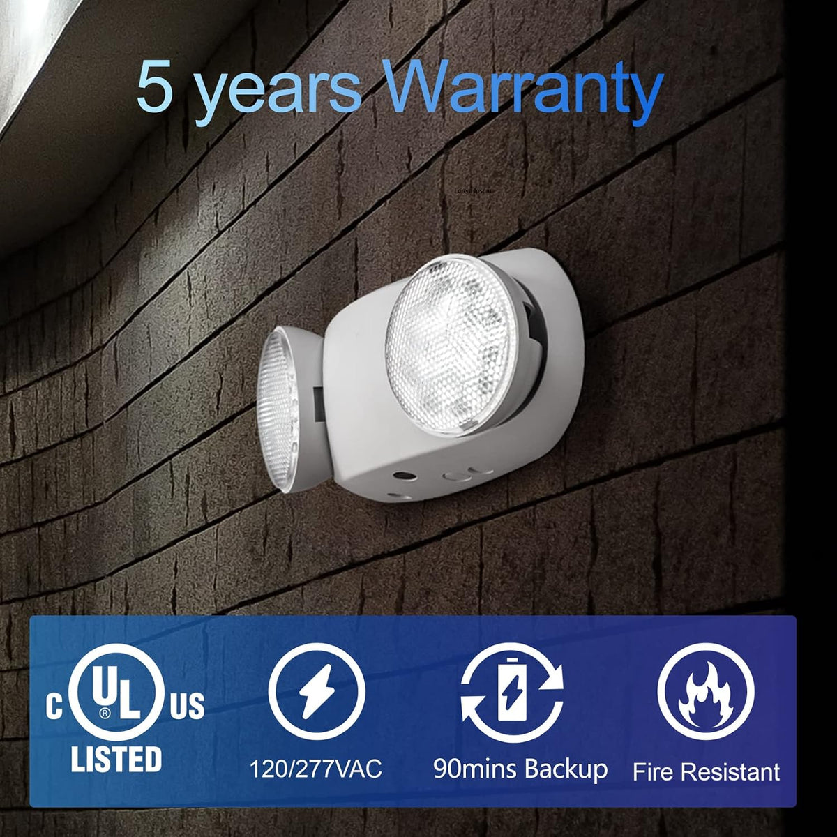 TANLUX LED Emergency Lights with Battery Backup, Commercial Emergency Light Fixtures for Business Home Power Failure Emergency Exit Sign Lighting with 1.0 Meter Plug in Cord(White, 2 Pack)