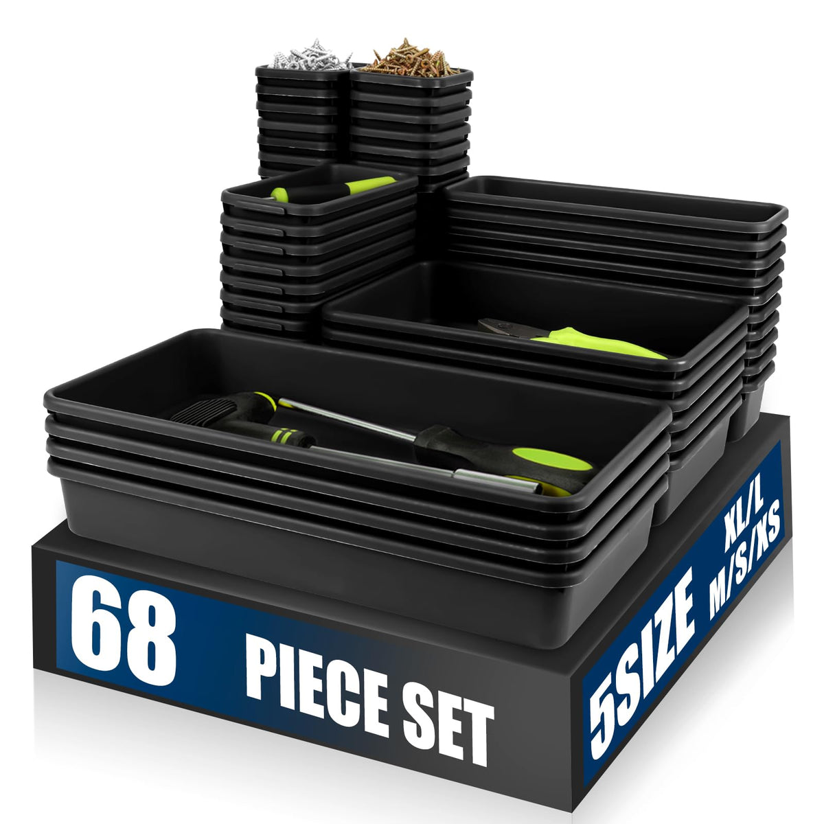 【LARGE SIZE】【68PCS】Tool Box Organizer Tray Divider, 【5 Size】Toolbox Desk Drawer Organizer, Organization and Storage