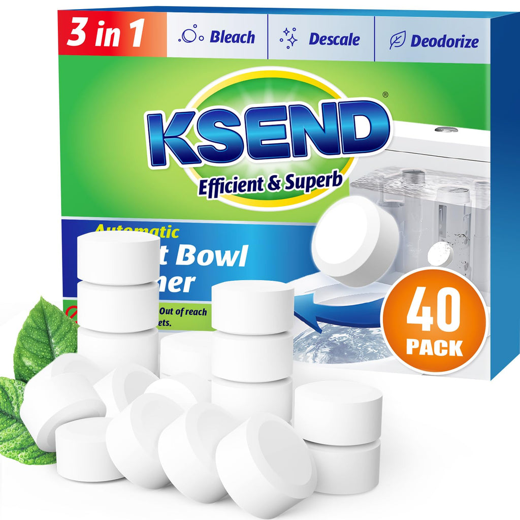 Toilet Bowl Cleaner Tablets 40 Pack, Auto Bleach, Powerful Cleaning
