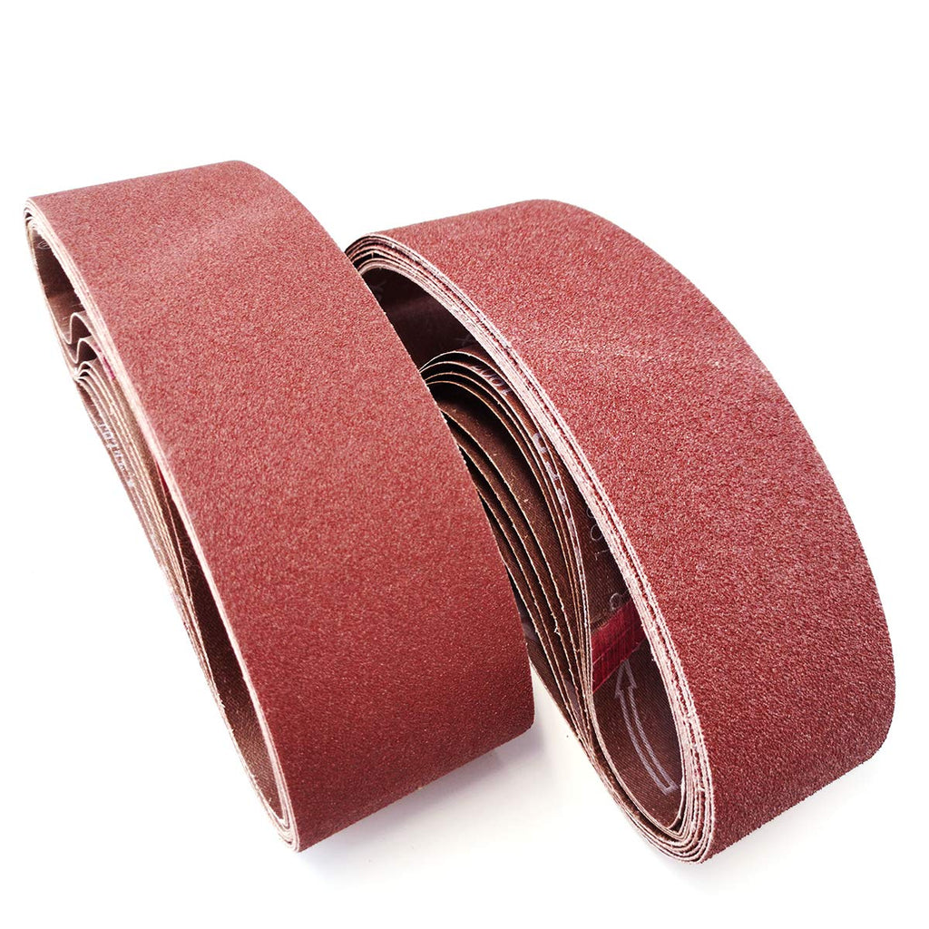 Aiyard 3 x 24 Inch Aluminum Oxide Sanding Belts Mixed Grits, 18-Pack