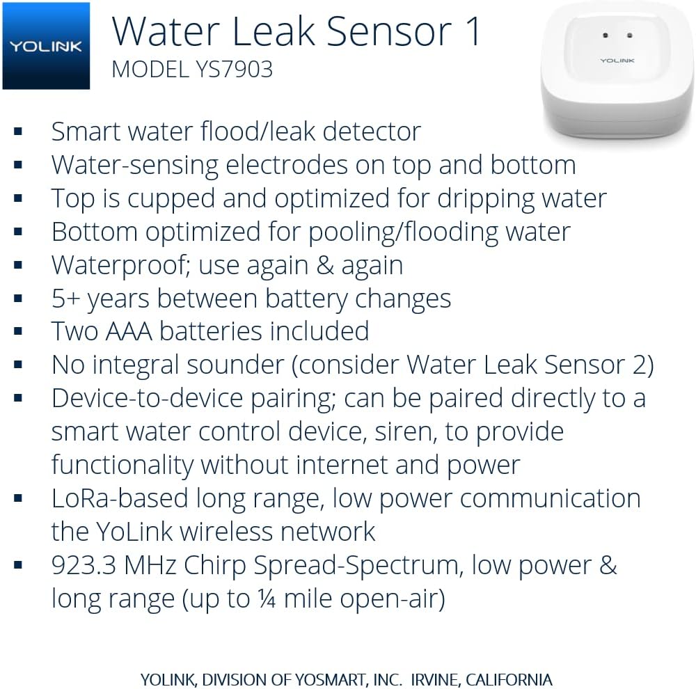 Water Leak Sensor 3-Pack, LoRa Up to 1/4 Mile Open-Air Range Smart Water Leak & Flood Detector, SMS/Text, Email &