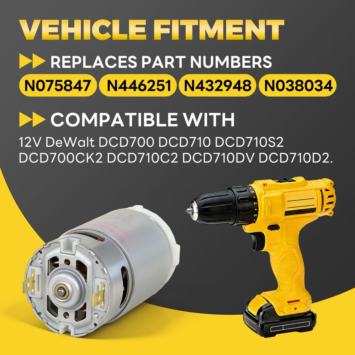 N075847 Upgraded Teeth Motor for DeWalt 12V DCD700 DCD710 Drills