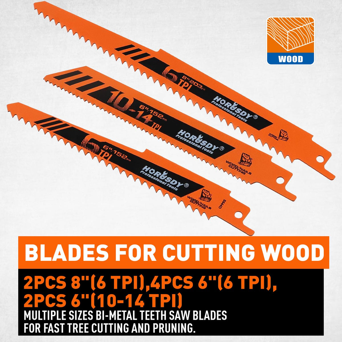 HORUSDY 10-Piece Reciprocating Saw Blades Set - Professional Sawzall Blades for Wood, Metal, Drywall & Plastic - High Carbon Steel Pruning Saw Blades - Compatible with DeWalt, Milwaukee & More