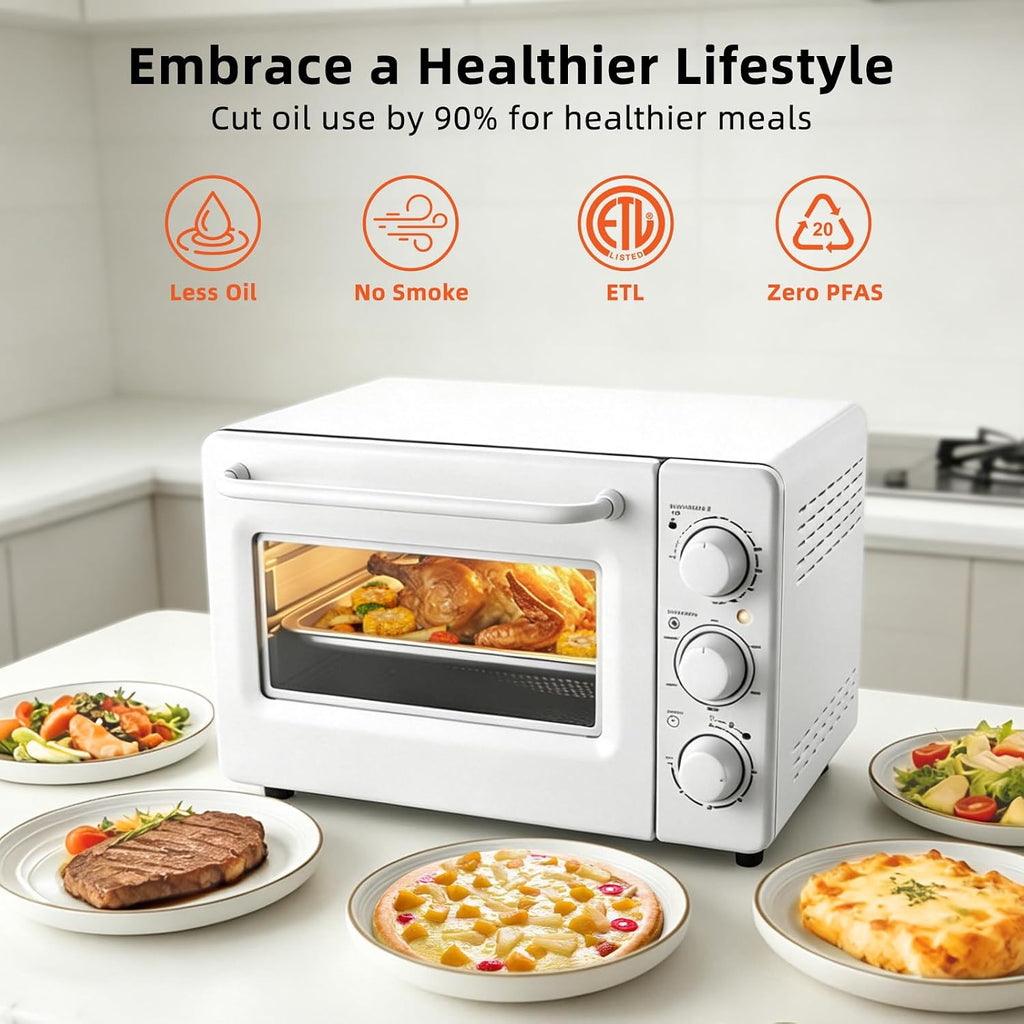 Air Fryer Toaster Oven Combo, Retro Convection Oven Countertop,19QT Small Toaster Oven, 4-slices or 9"