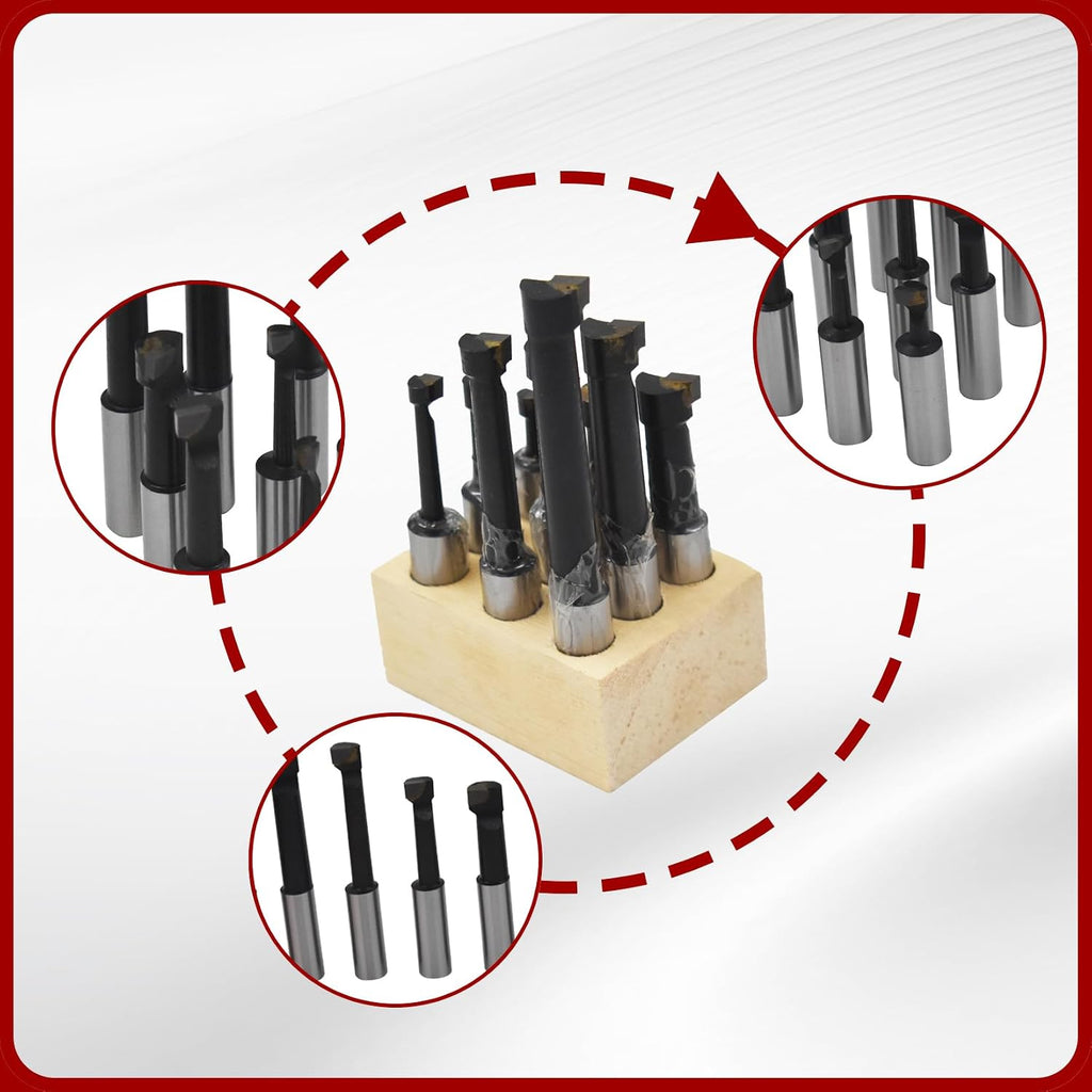 findmall 9Pcs 1/2" Boring Bar C6 Carbide Tipped Bars， 1/2 Shank Diameter