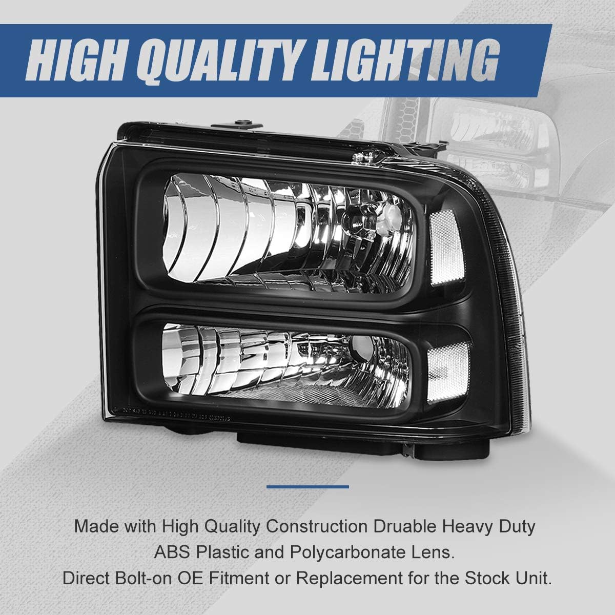 Auto Dynasty Headlights for 2005-2007 Ford F250 F350 F450 F550 Super Duty