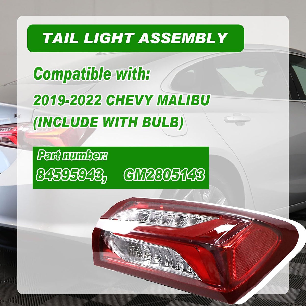 LED Outer Tail Light Compatible with Chevy Malibu 2019 2020 2021 2022