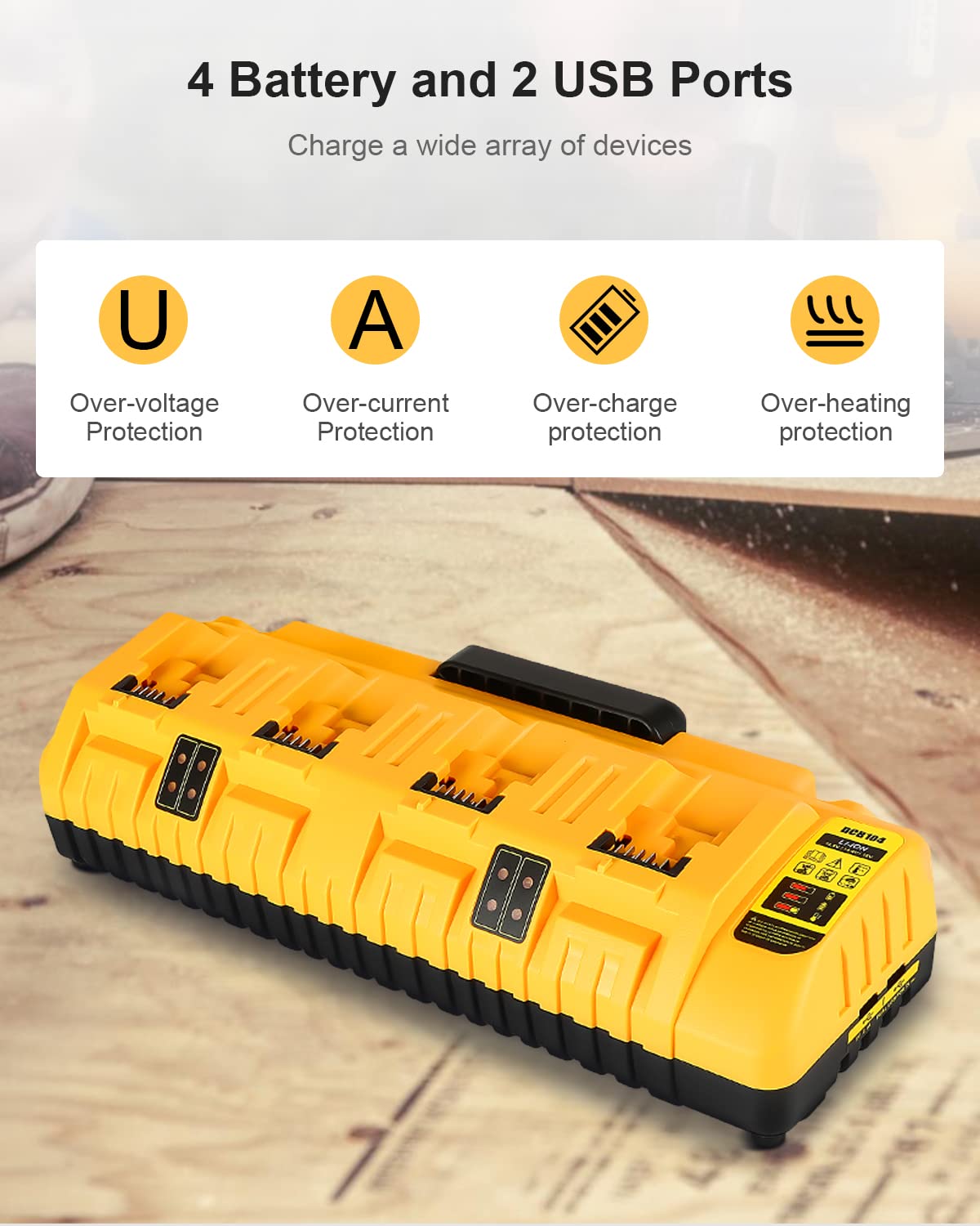 DCB104 Replacement for Dewalt 12v 20v Max Multi Battery Charger Station DCB104(Orange)