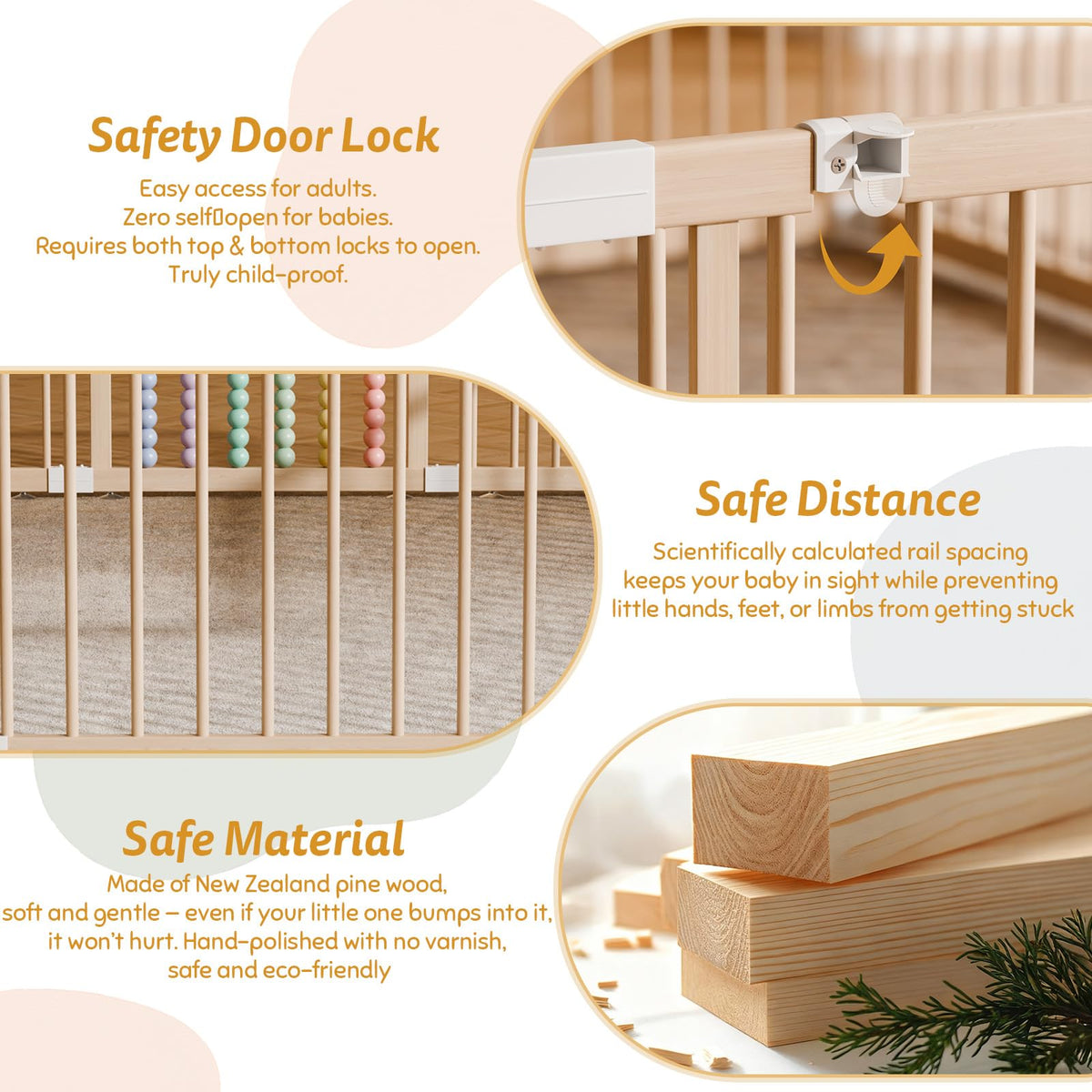 84" ×84" 12-Panel Modular Foldable Baby Playpen & Safety Activity Yard with Locking Walk-Through Gate for Infants & Toddlers