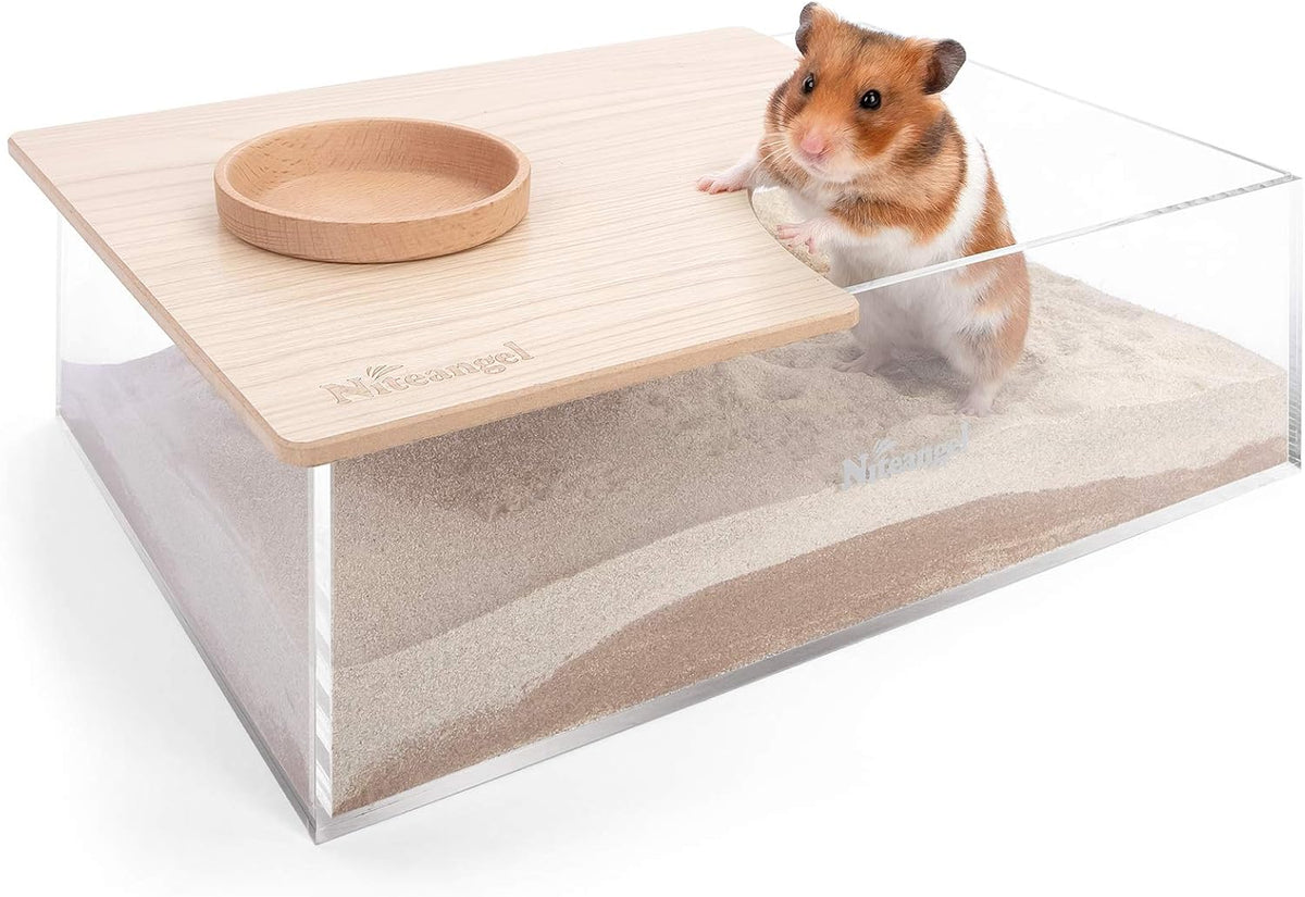 Animal Sand-Bath Box: - Acrylic Critter's Sand Bath Shower Room & Digging Sand Container for Hamsters Mice Lemming