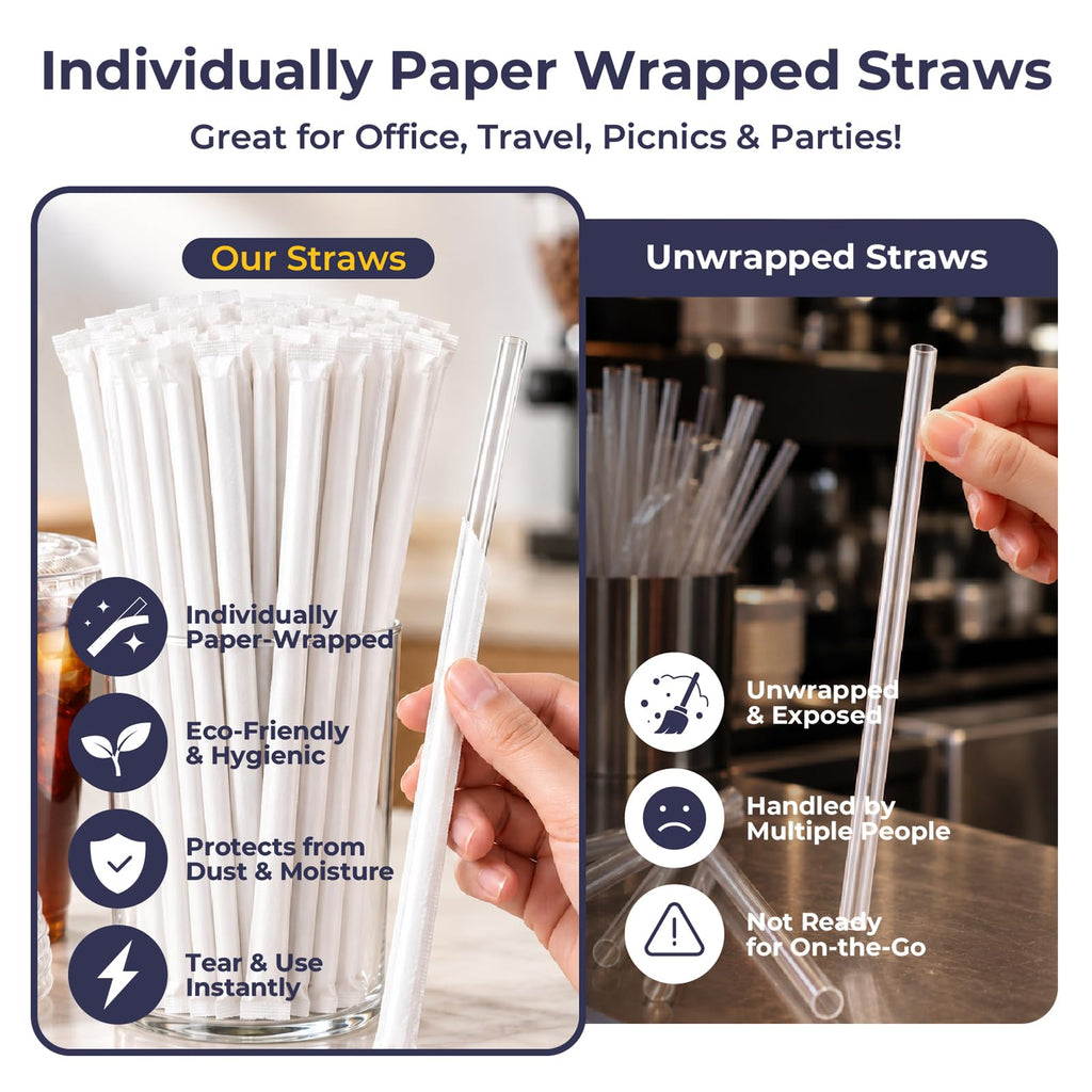 200 Pack 20 oz Plastic Iced Coffee Cups with Flat Lids and Clear Straws, Disposable Clear Cup, BPA Free Cup for