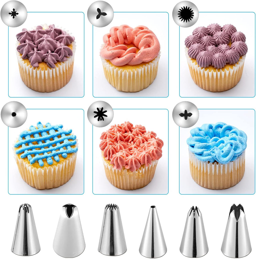 24Pcs Cake Decorating Kit with 6 Piping Tips & Reusable Bags