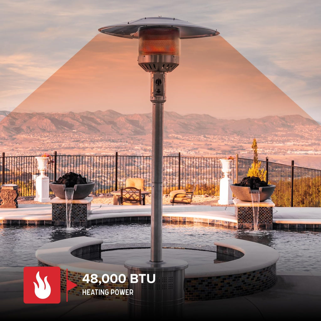 Sundara 92" Stainless Steel Propane Patio Heater with 48,000 BTUs