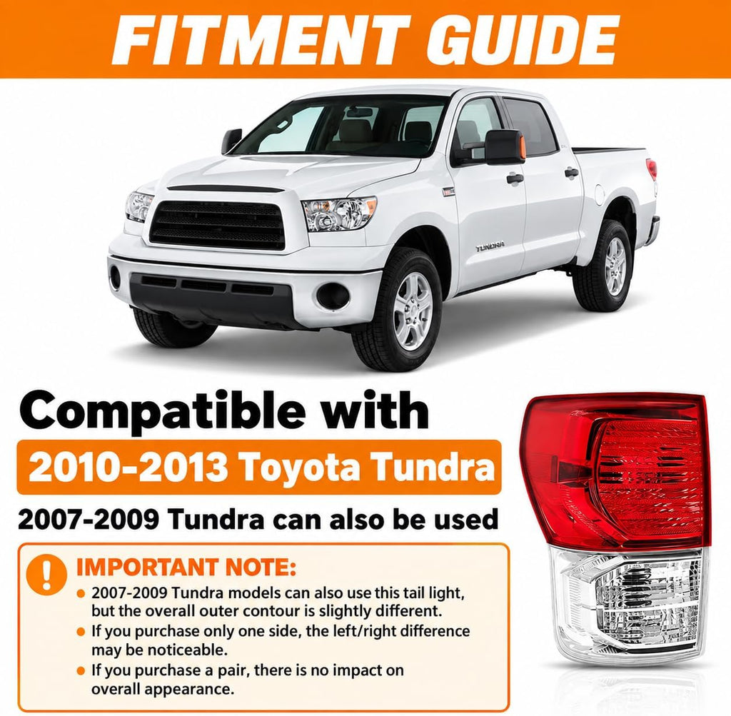 Passenger Side Tail lights Assembly Compatible with 2010-2013 Toyota Tundra