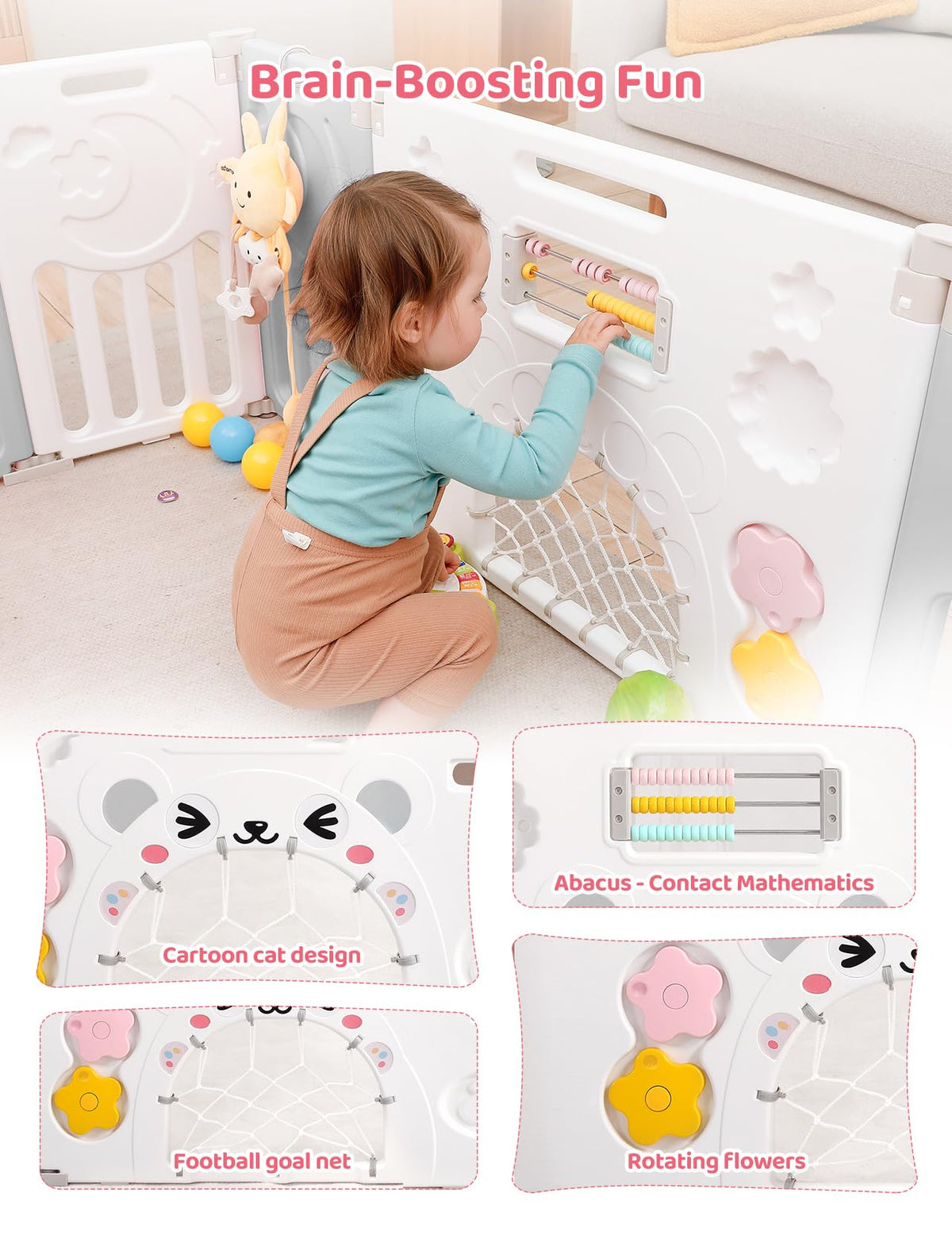 Modular Foldable Baby Playpen & Safety Activity Yard with Locking Walk-Through Gate for Infants & Toddlers