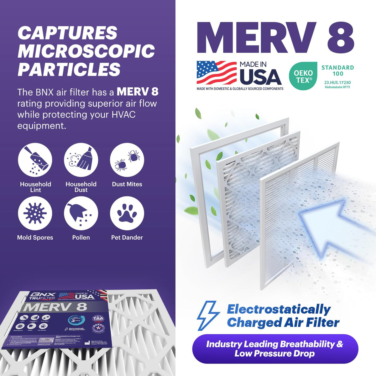 TruFilter 14x24x1 Air Filter MERV 8 (6-Pack) - MADE IN USA – Dust & Pet Defense Air Conditioner HVAC AC Furnace
