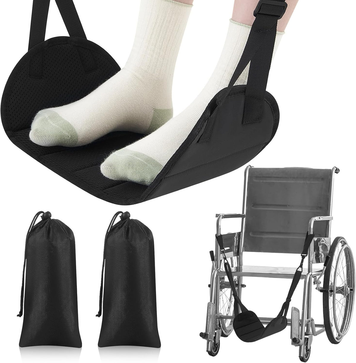 2 Pcs Wheelchair Leg Rest Footrest Hammock Adjustable Footrest Hanging Foot Sling Wheelchair Accessories for Foot Rest Replacement