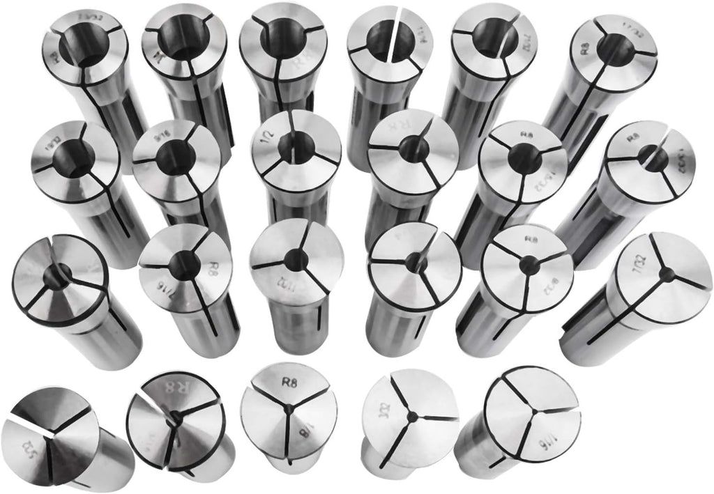 8milelake 23pcs Precision R8 Collets Set 1/16-3/4" R8 Collet for Bridgeport