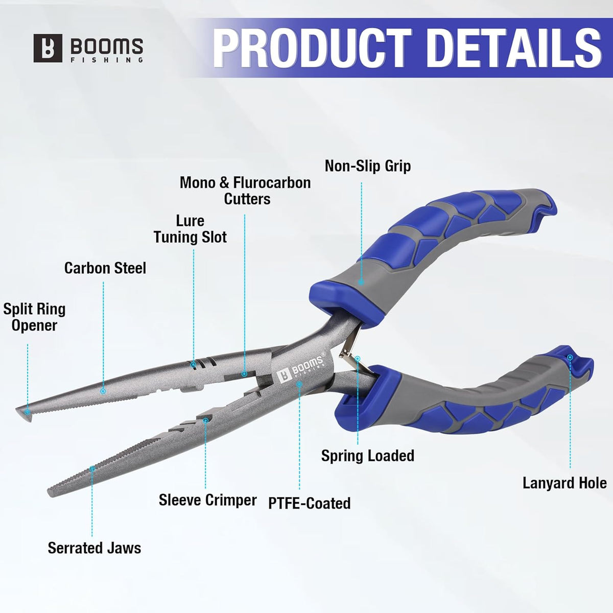 Needle Nose Pliers: 9" Long Nose Hook Remover and Split Ring Fish Pliers with Lanyard and Sheath - XW10