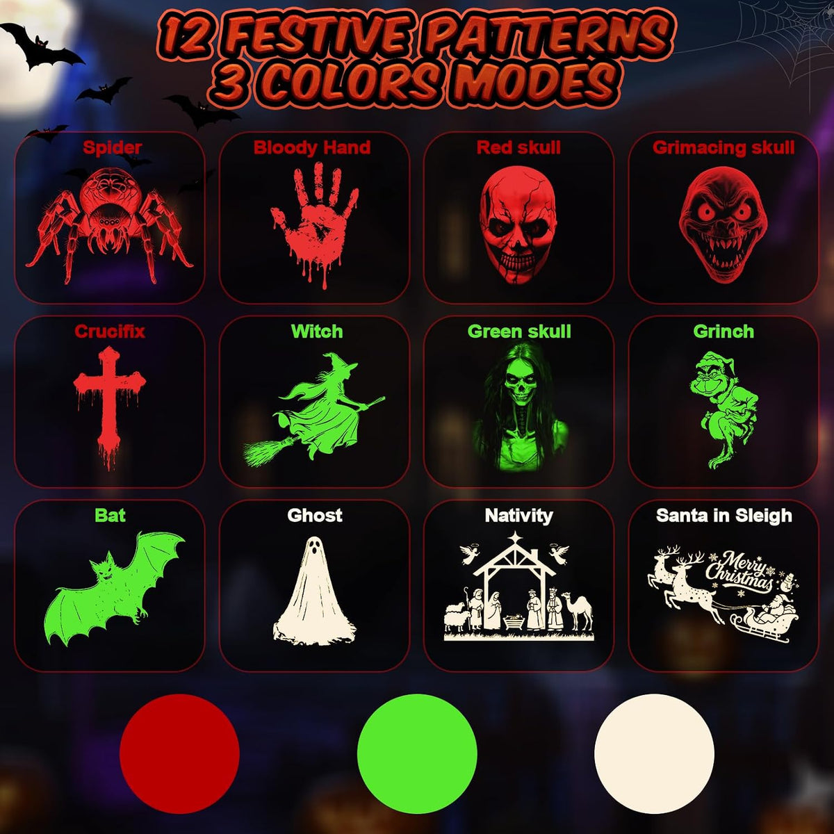 12 in 1 Halloween Projector Outdoor,3D Dynamic Halloween Decorations,Clearer