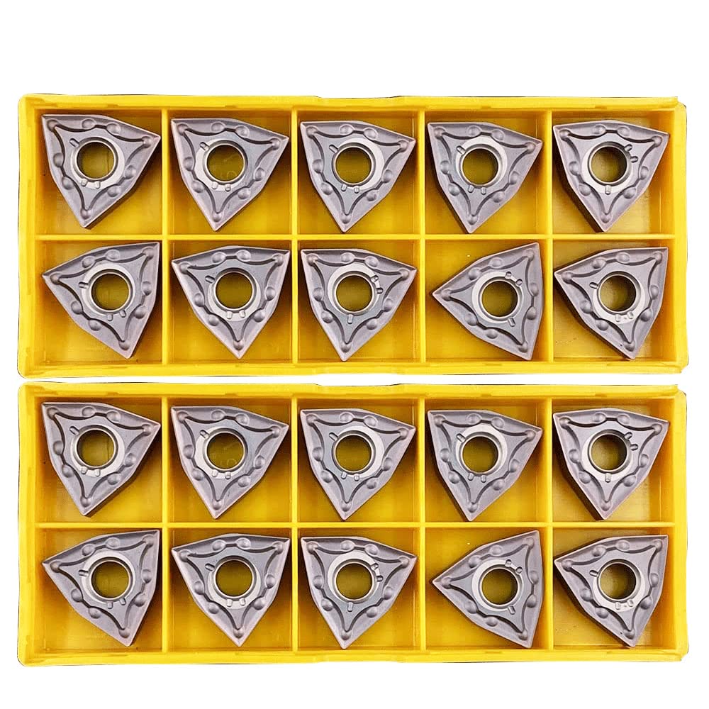 GBJ 20pcs WNMG 431 WNMG080404 Bronze Carbide Turning Inserts Lathe Carbide Inserts Cutting Tools for Machining Steel Parts/Stainless Steel (WNMG431)