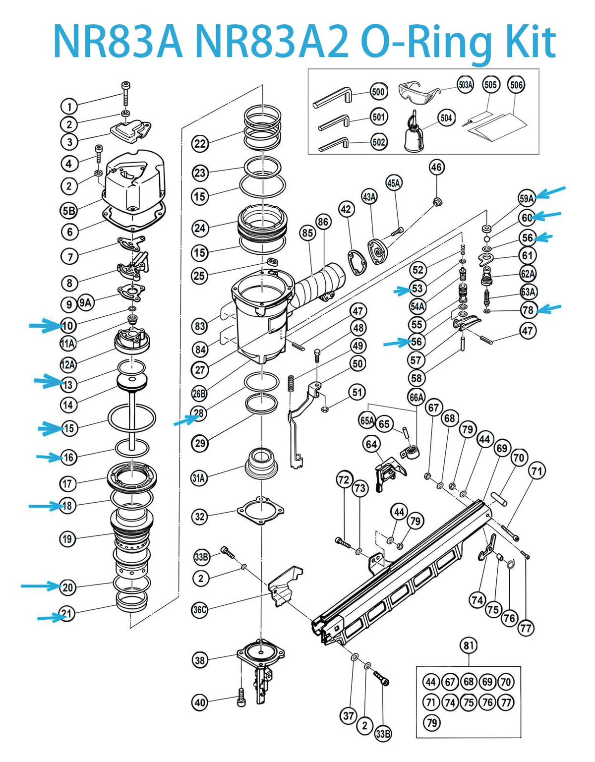 NR83A NR83A2 NR83A2S Framing Nailer O-Ring Repair Kit – Full Round Head Nail Gun Trigger Seal Replacement Set Compatible 9021NS Pneumatic Nailer