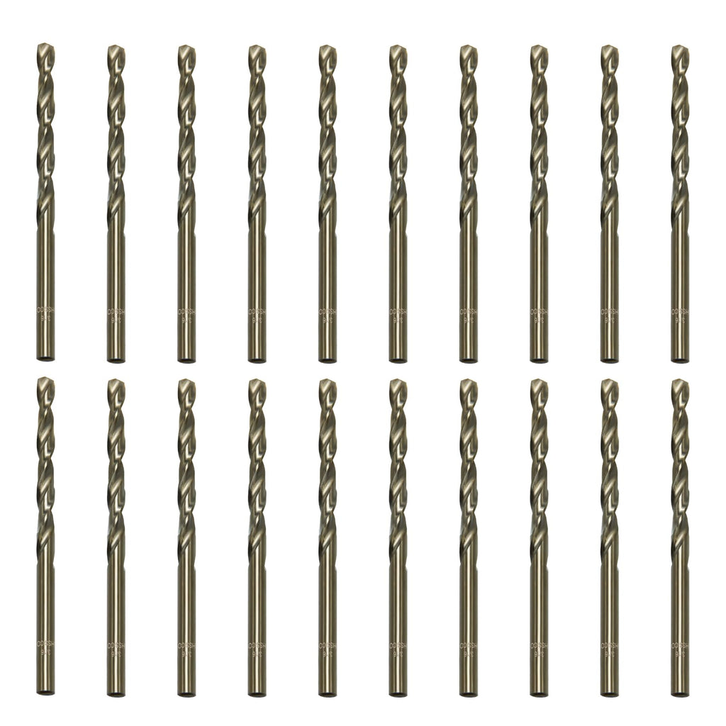 FiLwW 20Pcs 3/16" Cobalt Drill Bit Set, M35 High Speed Steel Jobber Length Drill Bit Kit for Hardened Metal, Stainless Steel, Cast Iron, Wood and Plastic