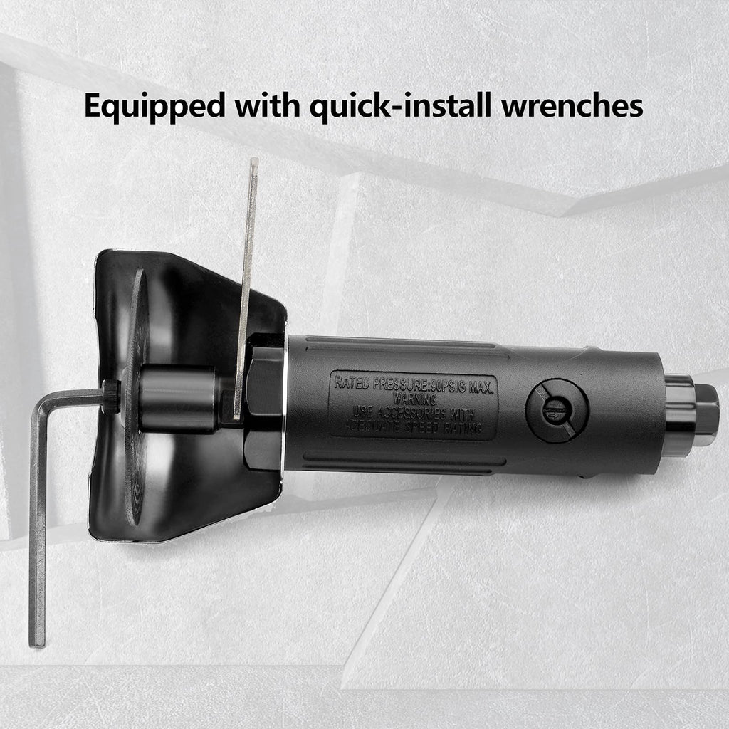 YON.SOU. Air Cut Off Tool with 2 pcs 3-inch Die Grinder Cut-Off Wheels, Pneumatic Metal Sheet Cutting Tool, Heavy Duty Air Cutter Cutoff Tool