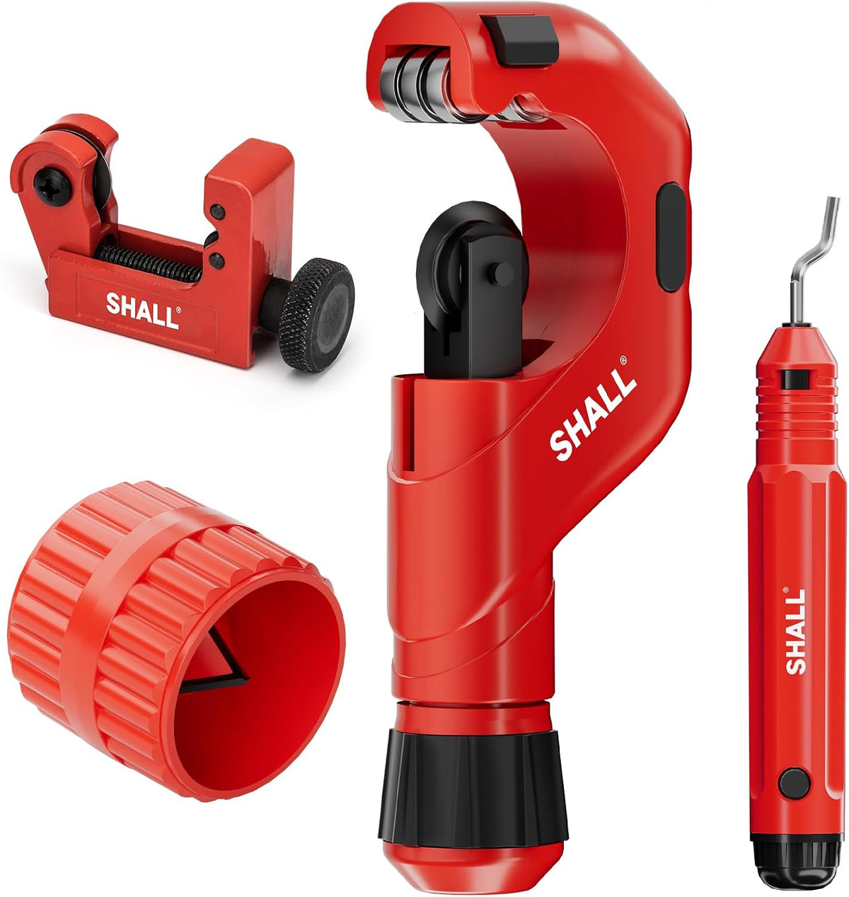 4-Piece Tubing Cutter Set, 1/4’’ to 2’’OD Heavy Duty Copper Pipe Cutter, 1/8’’ to 7/8’’ Mini Tube Cutter, Deburring