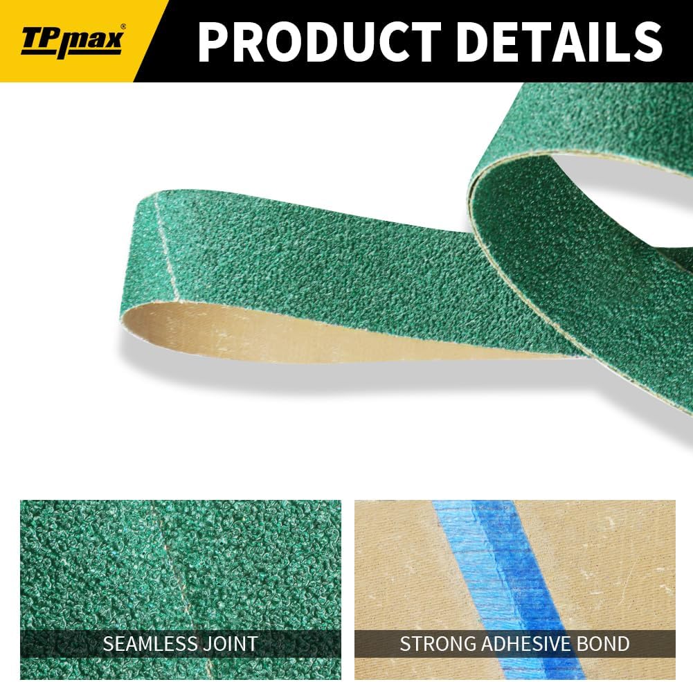 12 Pack 1 x 42 Inch Zirconia Ceramic Sanding Belts Kit – 40, 60, 80, 100, 120, 180 Grits Premium Metal Grinding Belts for Knife Sharpening, Stock Removal, and Bevel Work