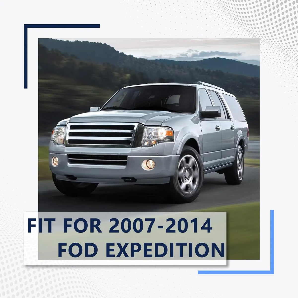 PENSUN Headlights for Ford Expedition 2007-2014, Halogen, Chrome, Pair
