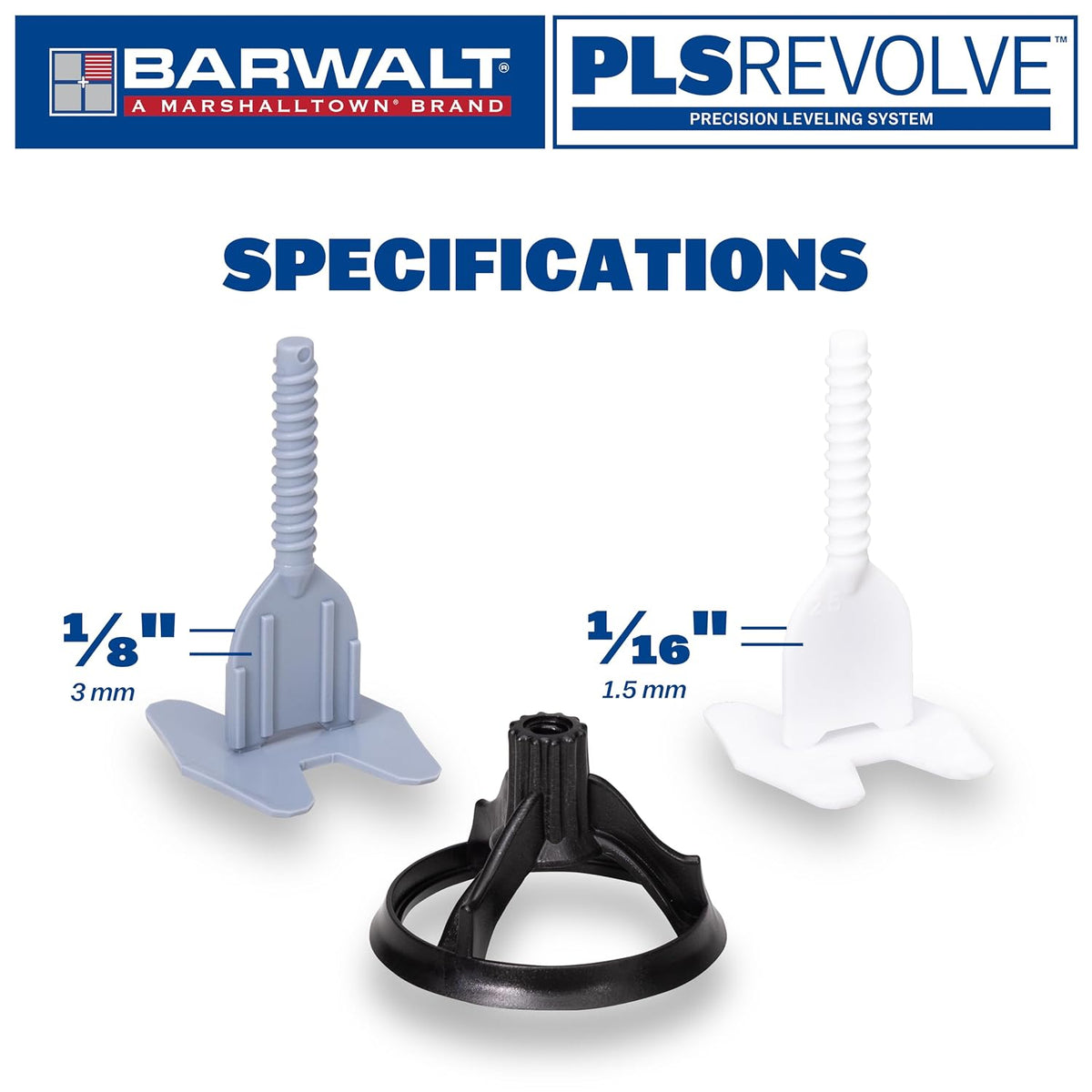 PLS REVOLVE 1/16 Inch Tile Leveling System, Spacer Bases, 15SPIN100