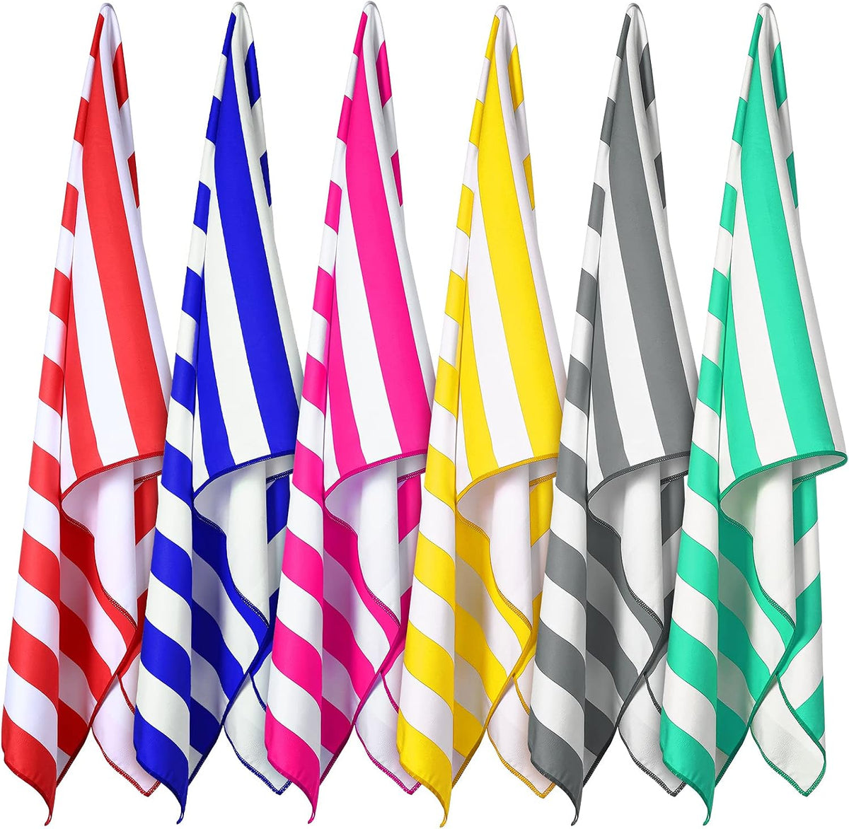 6 Packs Microfiber Beach Towels Set 63 x 32 Inch Oversized Sand Free Quick Dry Beach Pool Stripe Towel Absorbent Soft