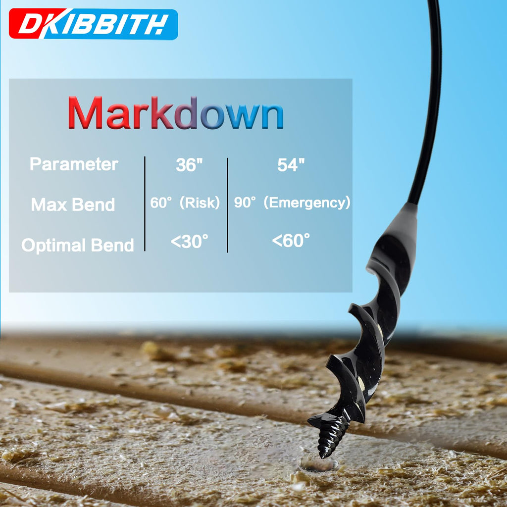 DKIBBITH Flexible Installer Drill Bit for Pulling Wires Through Walls Ceilings and Sidewalks,36-Inch Long, 1/2-Inch Auger with a Fish Eye Hole and Screw Point, 3/16" 3-Flat Anti-Slip Shank.