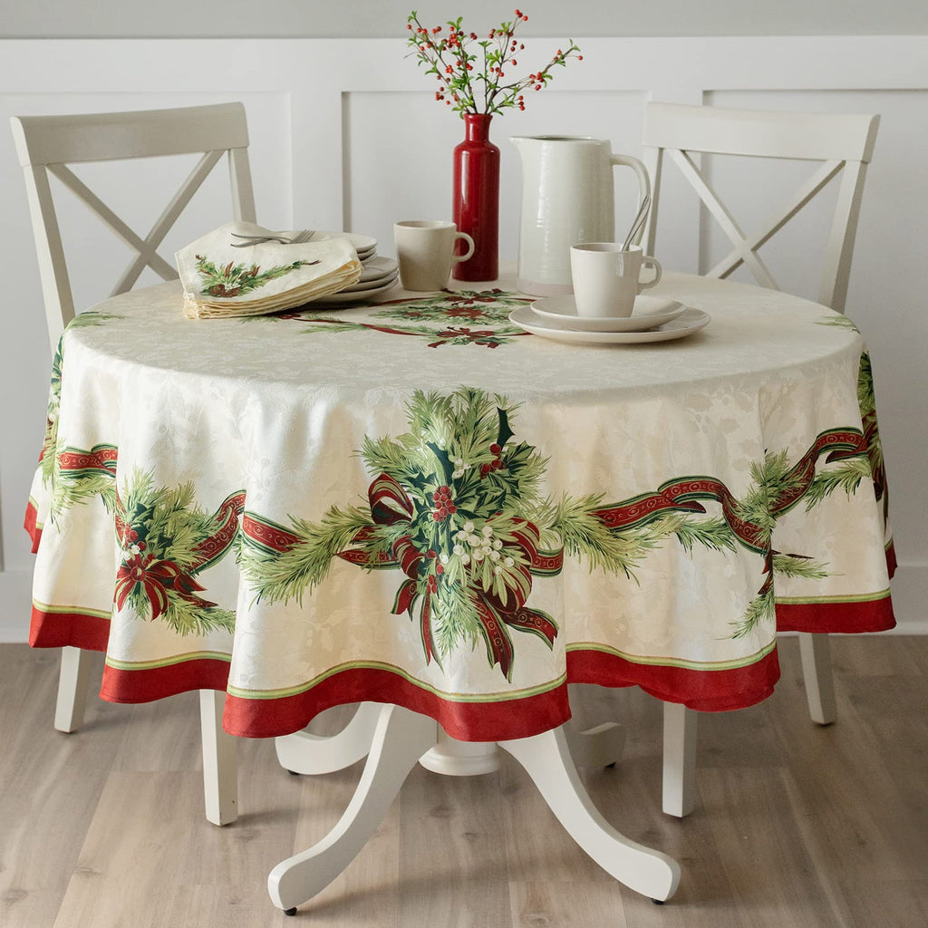 Christmas Ribbons Tablecloth (70" Round)