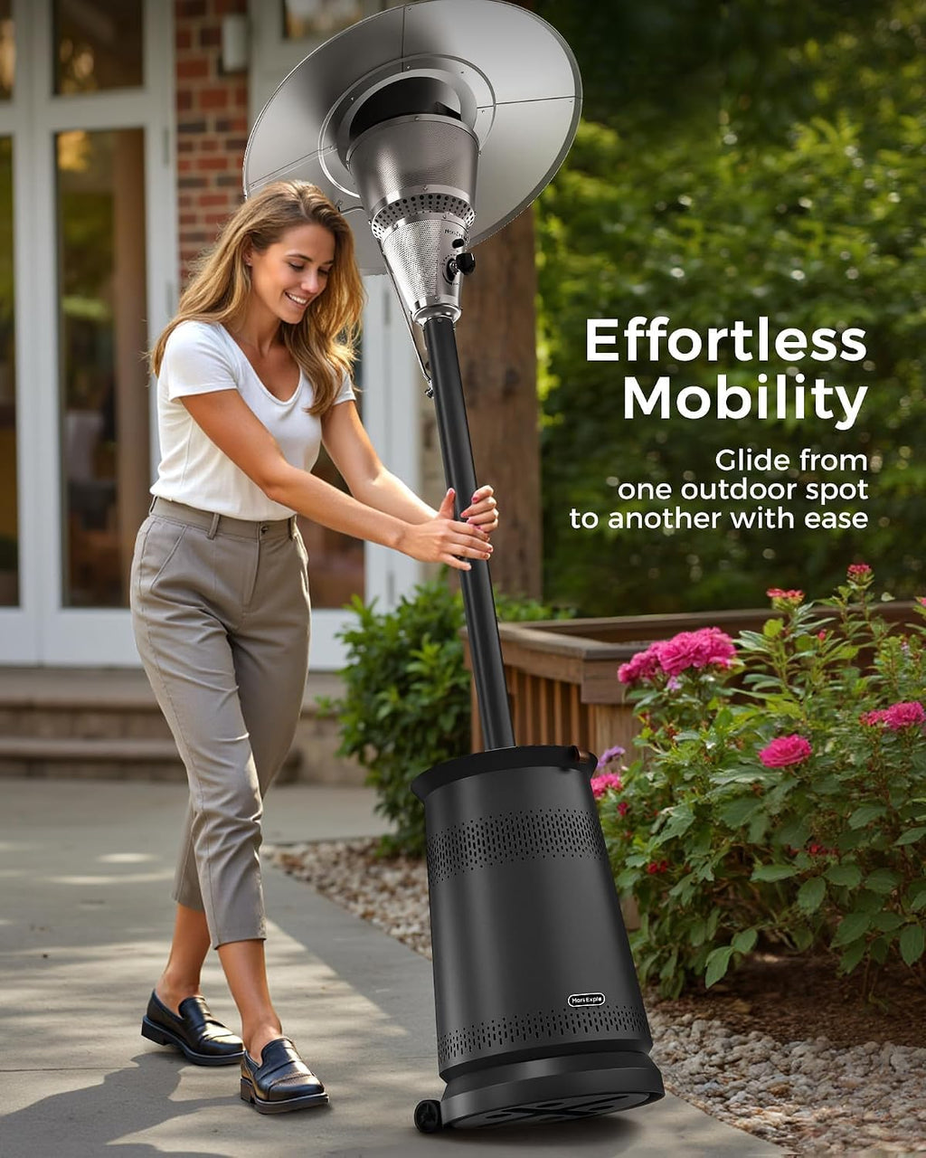50,000 BTU Patio Heater for Outdoor Use With Adjustable Heat Focusing Top, Portable Propane Patio Heater with Wheels