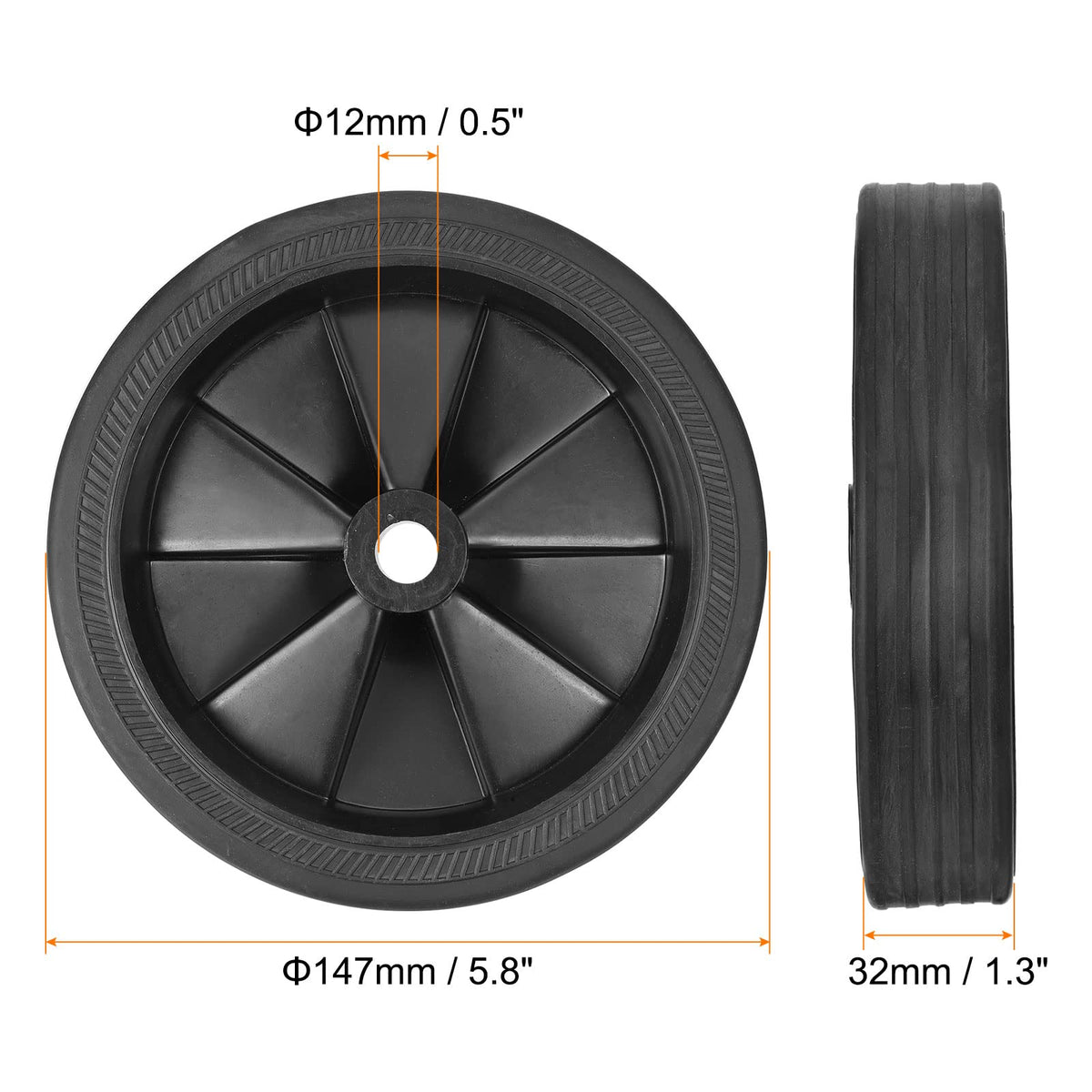 PATIKIL 5.8" Air Compressor Wheels, Universal Air Compressor Wheel Replacement Part with 0.5" Dia. Hole for Easy Mobility