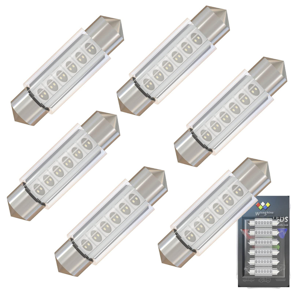 Wiseshine Festoon LED Bulb C5W LED Bulbs Green 6418 LED Bulb 6411 6423 DE3425 DE3423 38mm 39mm DC 12V for Automotive Interior Door Cargo Lights (Pack 6)