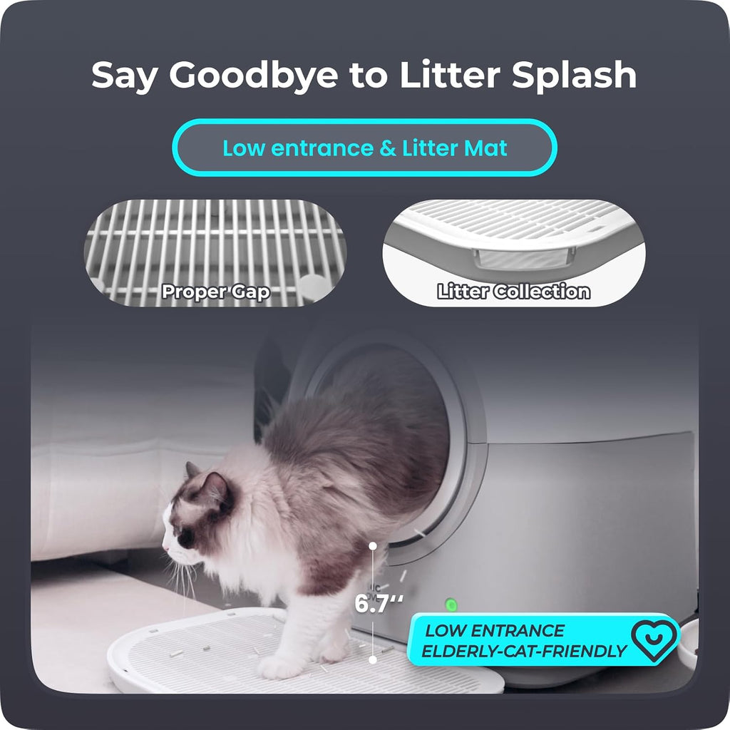 L2 Automatic Self Cleaning Litter Box Smart Robot Odor Control Litter Box,Safety Sensors Anti-Pinch,with APP Control