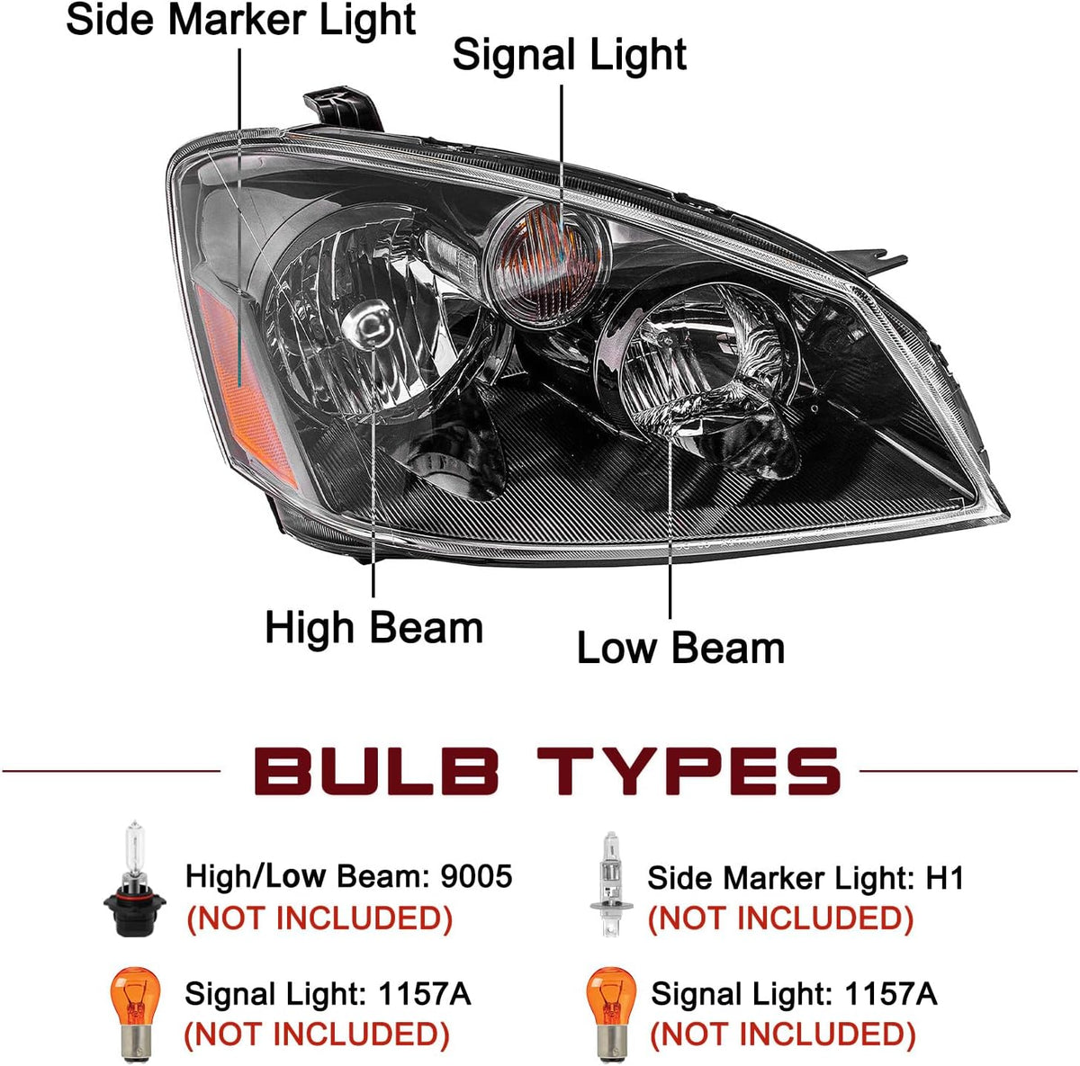 JSBOYAT Halogen Headlight Assembly Fit for 2005 2006 Nissan Altima