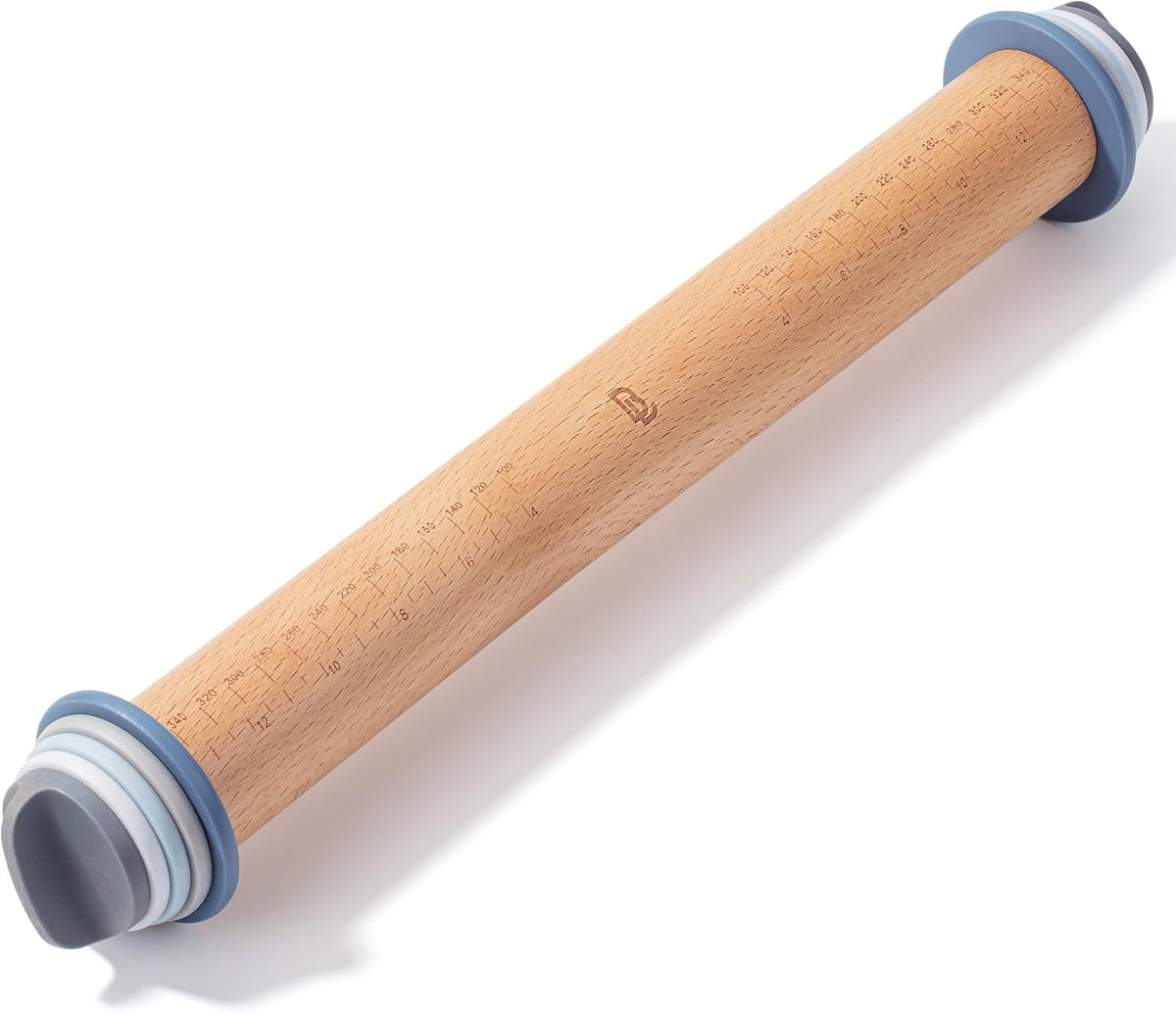 Adjustable Rolling Pin with Thickness Rings, 13.8", 4 Rings