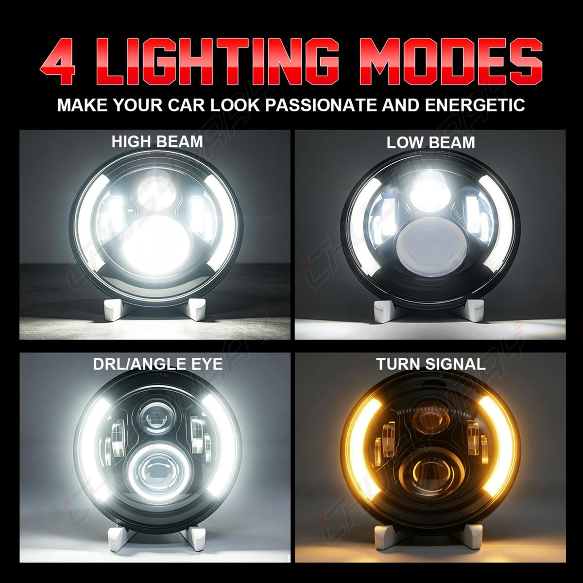 CHUSYYRAY 7 Inch Round Light Compatible with Jeep Liberty LED Headlight Assembly 2003 2004 2005 2006 2007 for Off Road, High Low Beam DOT Approved, 6500K White, IP67 Waterproof, Pack of 2