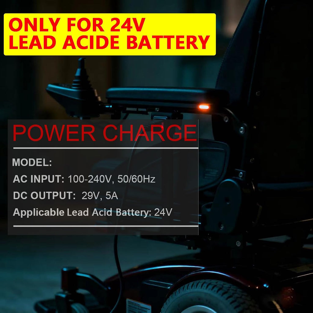 QKIIP 24V 5A Fast Lead Acid Charger for Pride Jazzy Wheelchair Power Chair