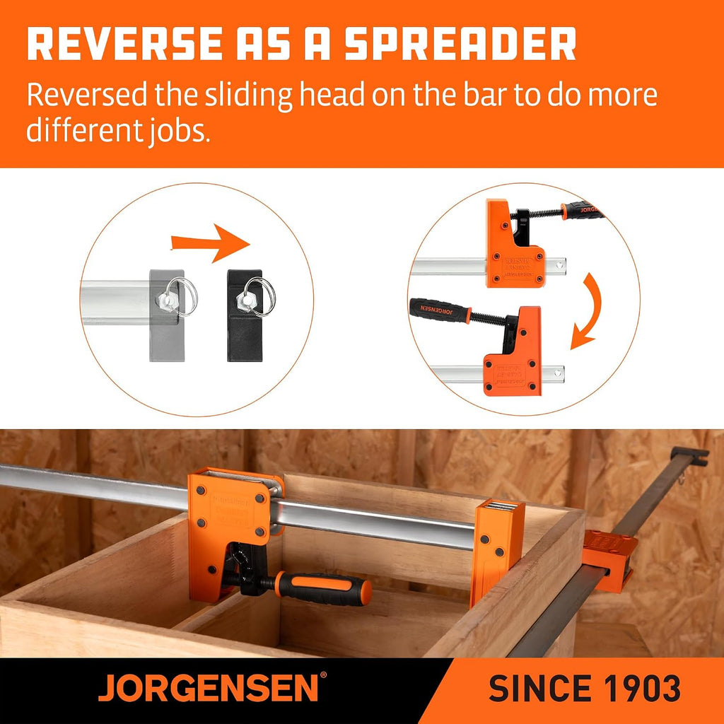 30-inch Bar Clamps Set, 2-pack Cabinet Master 90° Parallel Clamps | Steel Jaw Bar Clamps for Woodworking, 1500 lbs
