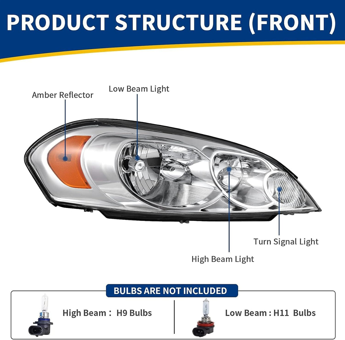 AUTOSAVER88 Headlight Assembly Compatible with Chevy Impala 2006-2016