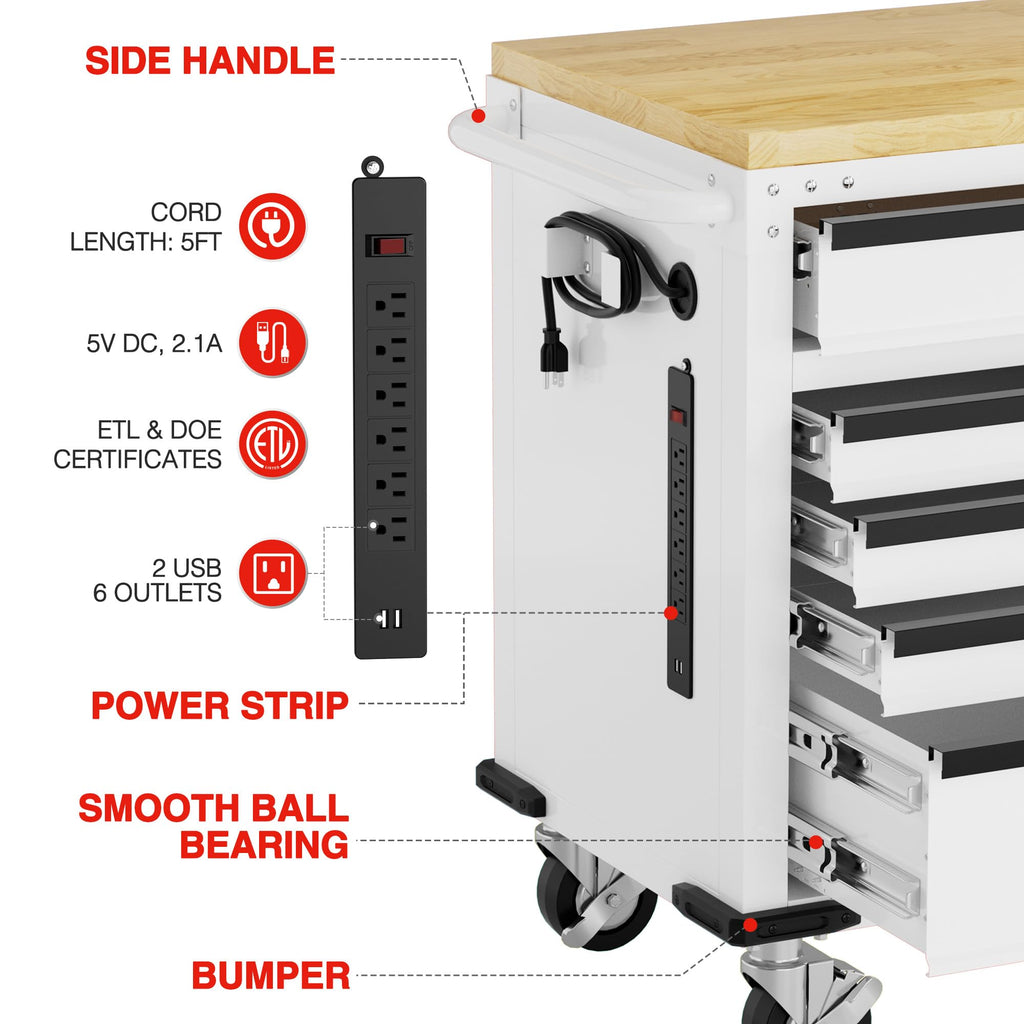 72" x 22" Rolling Tool Cabinet, 9-Drawer & 1-Door