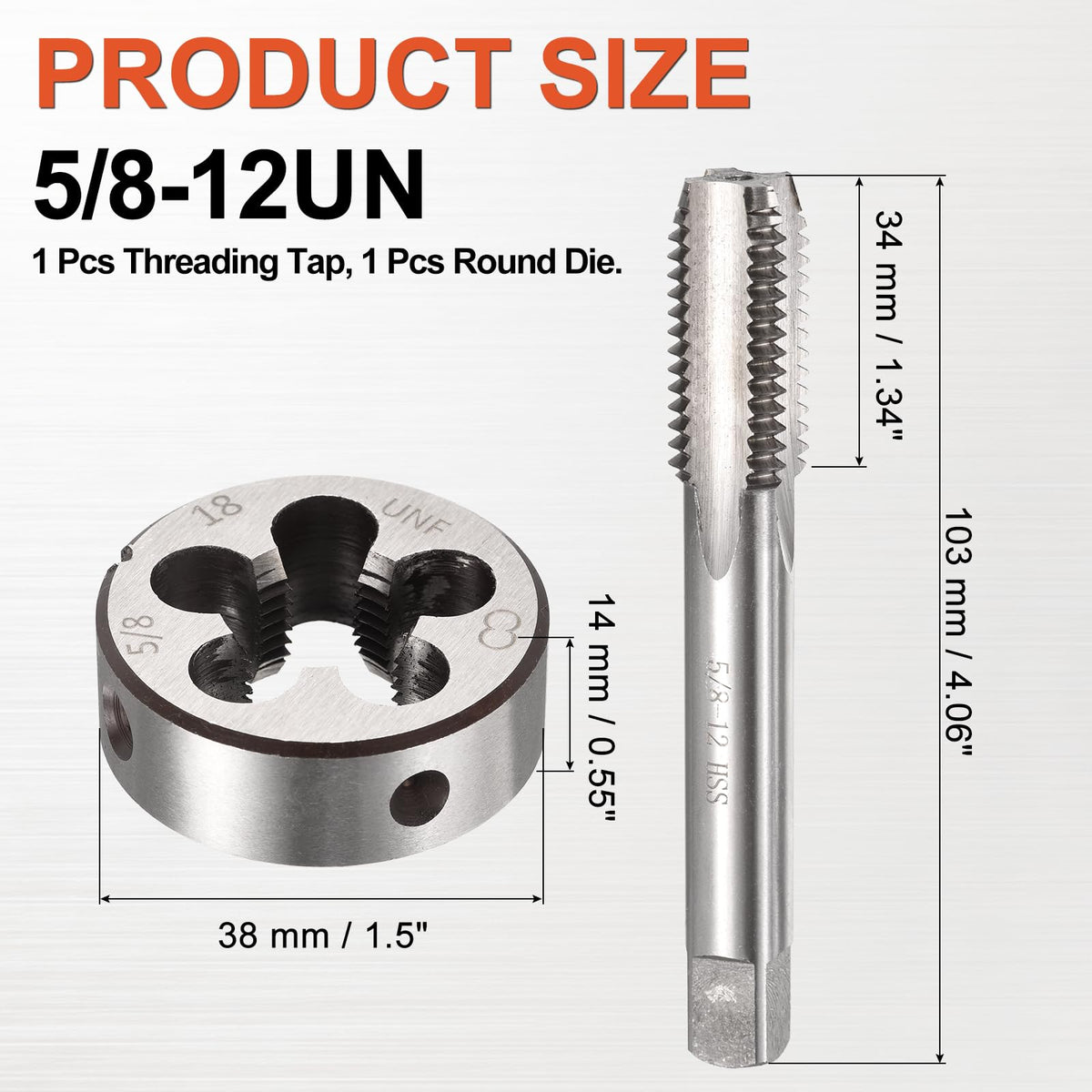 Workkyma 5/8"x12 UN Tap and Die Set, M2 HSS Right Hand Threading Tool