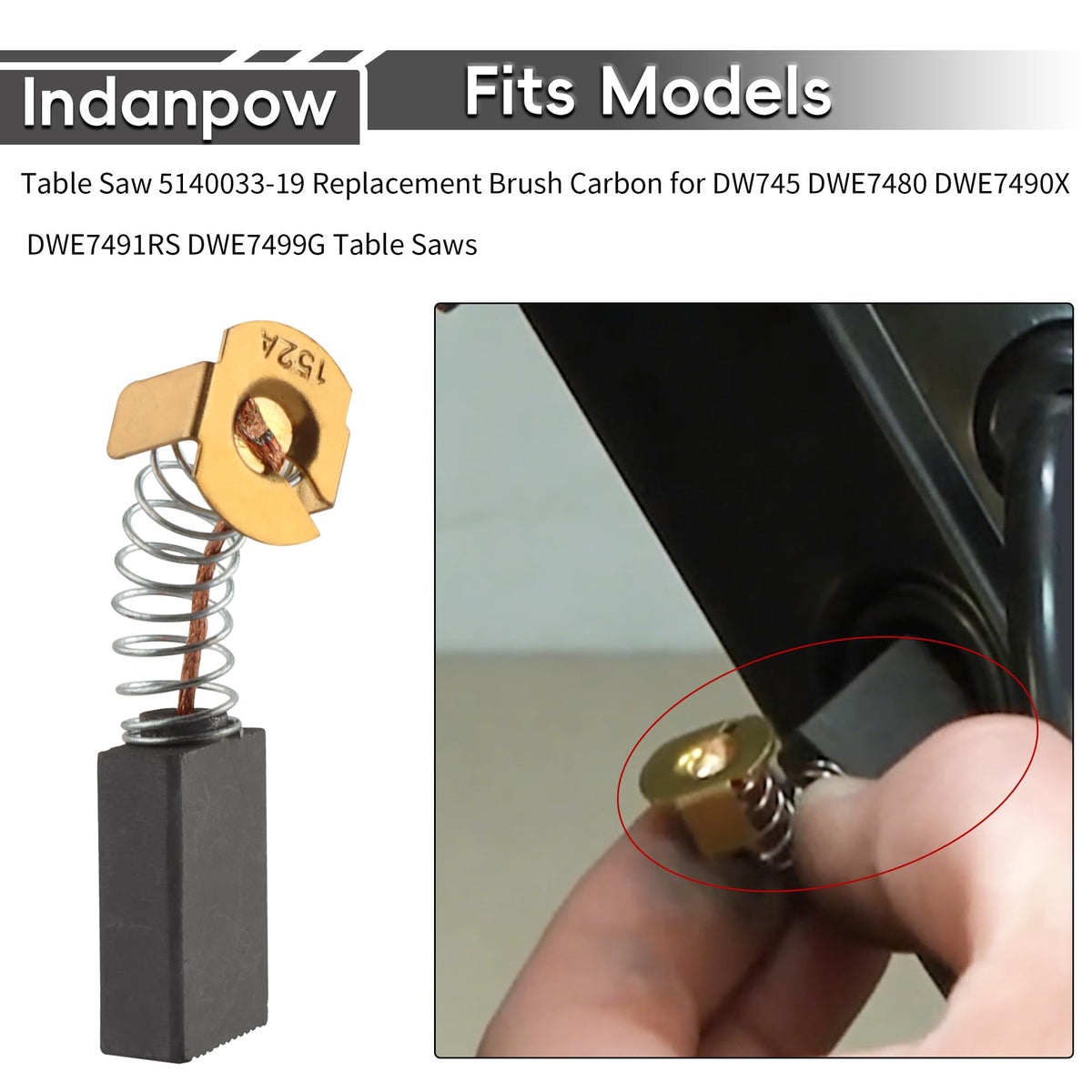 Indanpow Replacement for 5140033-19 Table Saw Carbon Brush, 10-Pack