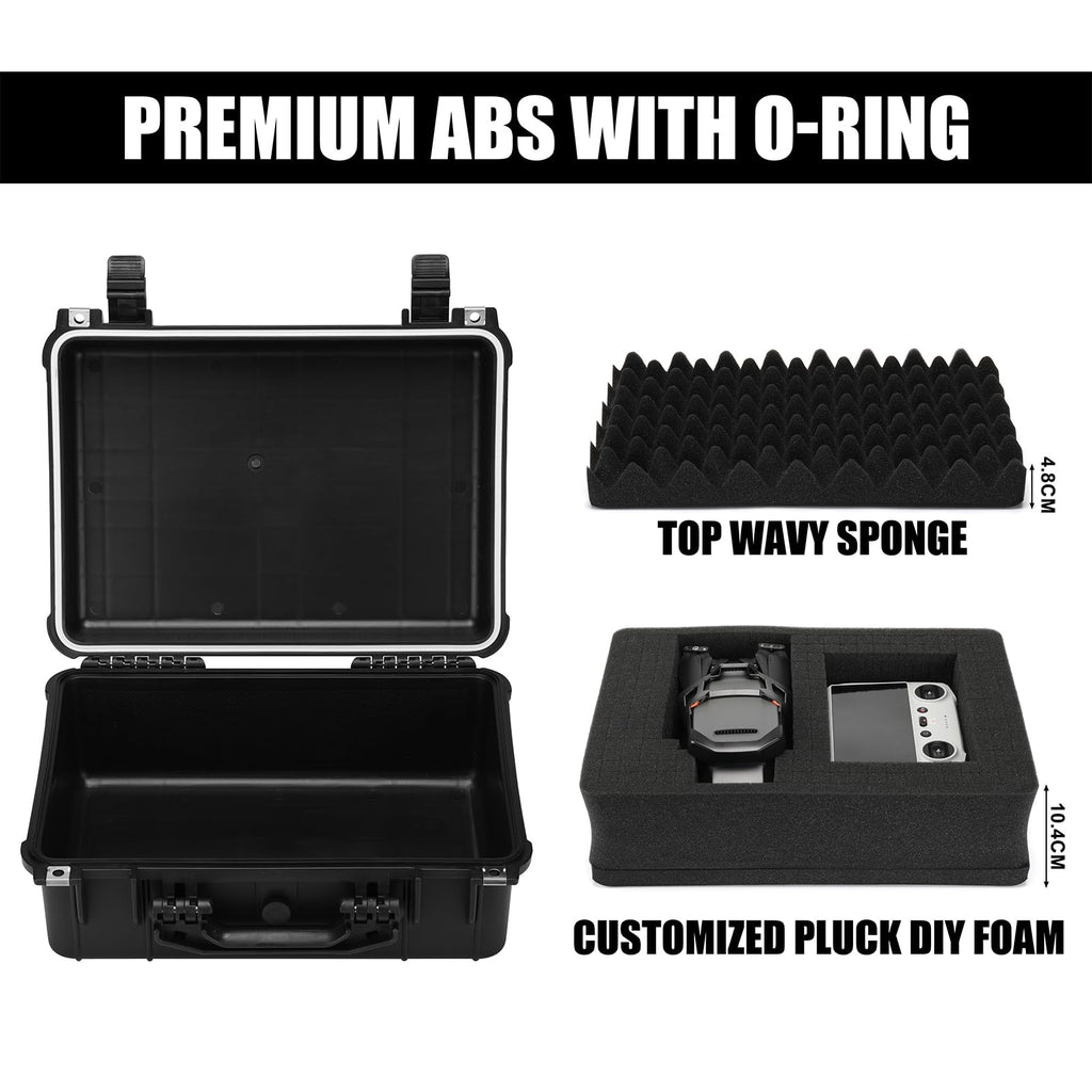 16" Waterproof Plastic Toolbox with Foam Insert, 16" x 13.2" x 7", IP67 Lockable Storage Box, Customizable Foam
